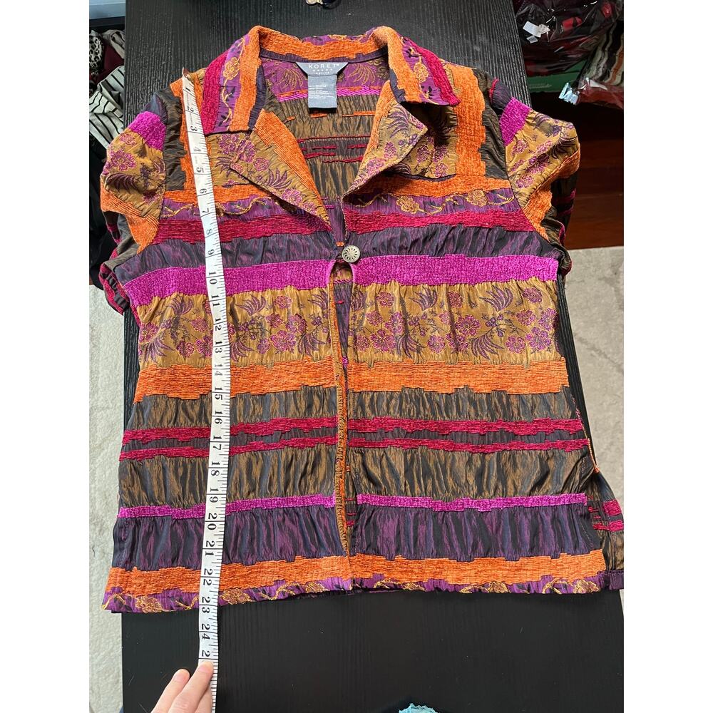 Vintage Multicolor Boho Patchwork and Chenille 3/4 length sleeve jacket - Picture 7 of 8